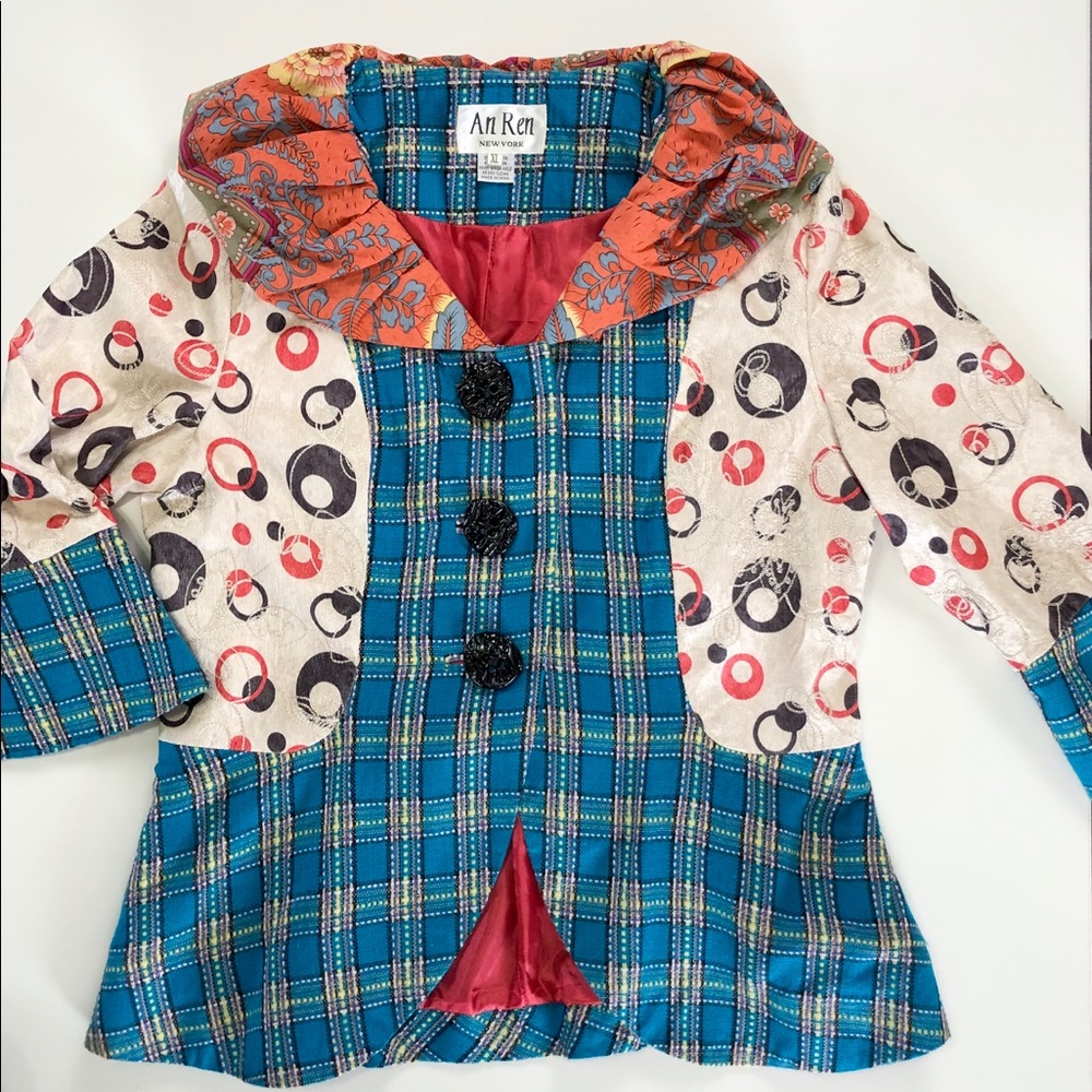 An Ren New York Multi Color Multi Pattern Blazer